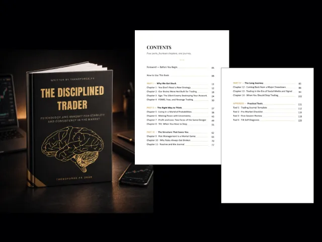 The Disciplined Trader cover and table of contents: four parts, fourteen chapters and the appendix tools